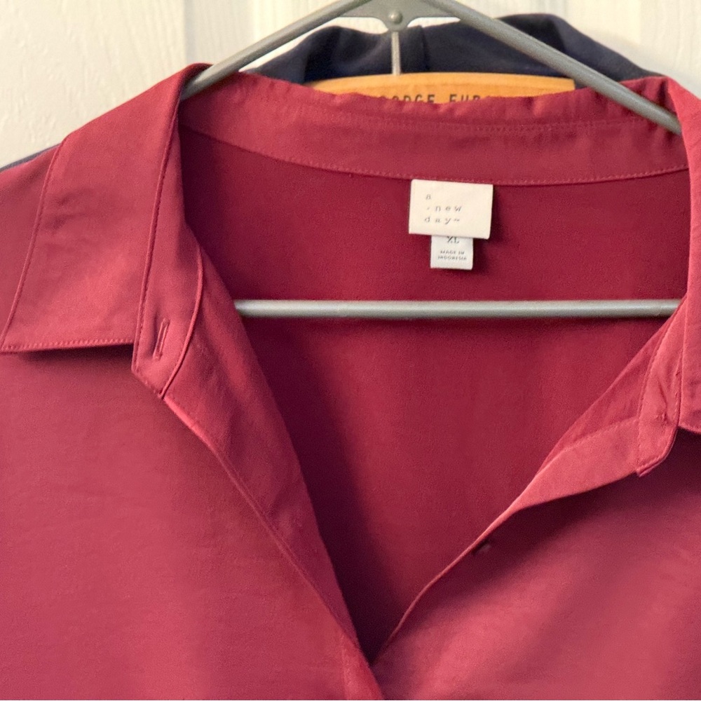A New Day Red Casual Button Down Shirt